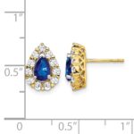 14k 6x4mm Pear Sapphire and 3/4 carat Diamond Halo Post Earrings - Image 4