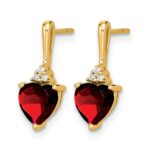 10k Garnet and Diamond Heart Earrings - Image 2