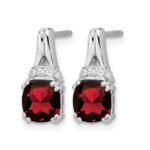 10k White Gold Garnet and Diamond Earrings - Image 2
