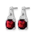 14k White Gold Garnet and Diamond Earrings - Image 2