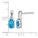 14k White Gold Oval Blue Topaz and Diamond Earrings - Image 4