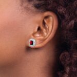 Sterling Silver Rhodium Plated Garnet Earrings - Image 3