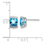 14k White Gold Blue Topaz Post Earrings - Image 4