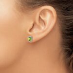 14k White Gold Peridot Post Earrings - Image 3