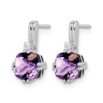10k White Gold Cushion Amethyst and Diamond Earrings - Image 2