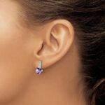 10k White Gold Cushion Amethyst and Diamond Earrings - Image 3
