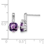 10k White Gold Cushion Amethyst and Diamond Earrings - Image 4