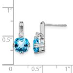 10k White Gold Cushion Blue Topaz and Diamond Earrings - Image 4