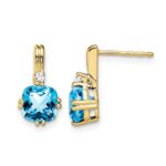 10k Cushion Blue Topaz and Diamond Earrings