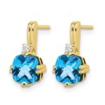 10k Cushion Blue Topaz and Diamond Earrings - Image 2