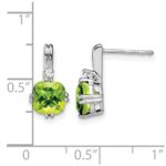 14k White Gold Cushion Peridot and Diamond Earrings - Image 4
