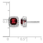 14k White Gold Cushion Garnet and Diamond Halo Earrings - Image 4