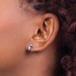 14k White Gold Princess Amethyst and Diamond Earrings - Image 3