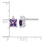 14k White Gold Princess Amethyst and Diamond Earrings - Image 4