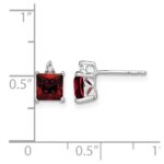14k White Gold Princess Garnet and Diamond Earrings - Image 4