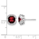 14k White Gold Cushion Garnet and Diamond Halo Earrings - Image 4
