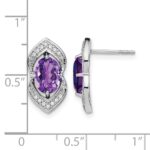 14k White Gold Amethyst and Diamond Post Earrings - Image 4