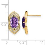 14k Amethyst and Diamond Post Earrings - Image 4