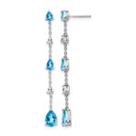 14k White Gold Blue Topaz and White Topaz Dangle Earrings