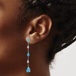 14k White Gold Blue Topaz and White Topaz Dangle Earrings - Image 3
