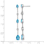 14k White Gold Blue Topaz and White Topaz Dangle Earrings - Image 4