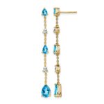 14k Blue Topaz and White Topaz Dangle Earrings