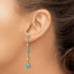 14k Blue Topaz and White Topaz Dangle Earrings - Image 3