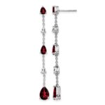 14k White Gold Garnet and White Topaz Dangle Earrings