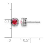 10k White Gold Cushion Ruby and Diamond Earrings - Image 4
