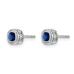 10k White Gold Cushion Sapphire and Diamond Earrings - Image 2