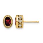 14k Oval Garnet and Diamond Earrings