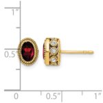14k Oval Garnet and Diamond Earrings - Image 4