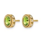 14k Oval Peridot and Diamond Earrings - Image 2