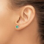 14k White Gold 4x3mm Pear Emerald and Diamond Post Earrings - Image 3