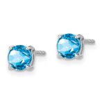 14k White Gold Round Blue Topaz Earrings - Image 2