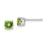 14k White Gold Round Peridot Earrings