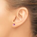 14k White Gold 5mm Round Lab Created Pink Sapphire Martini Post Earrings - Image 3