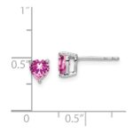 14k White Gold 5mm Heart Lab Created Pink Sapphire Post Earrings - Image 4