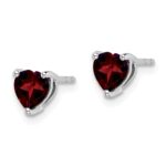 14k White Gold Heart Garnet Earrings - Image 2