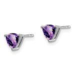 14k White Gold Trillion Amethyst Earrings - Image 2