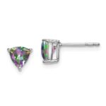 14k White Gold 5mm Trillion Mystic Fire Topaz Post Earrings