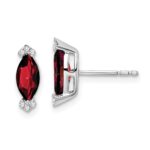 14k White Gold Marquise Garnet and Diamond Earrings