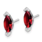14k White Gold Marquise Garnet and Diamond Earrings - Image 2