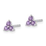 14k White Gold 3-stone Amethyst Triangle Earrings - Image 2