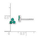 14k White Gold 3-stone Lab Created Emerald Triangle Post Earrings - Image 4