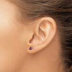 14k White Gold 3-stone Lab Created Ruby Triangle Post Earrings - Image 3