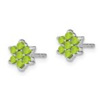 14k White Gold Peridot Floral Post Earrings - Image 2