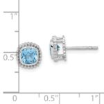 10k White Gold Cushion Blue Topaz Earrings - Image 4