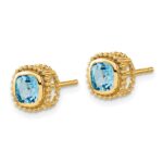 10k Cushion Blue Topaz Earrings - Image 2
