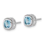 14k White Gold Cushion Blue Topaz Earrings - Image 2